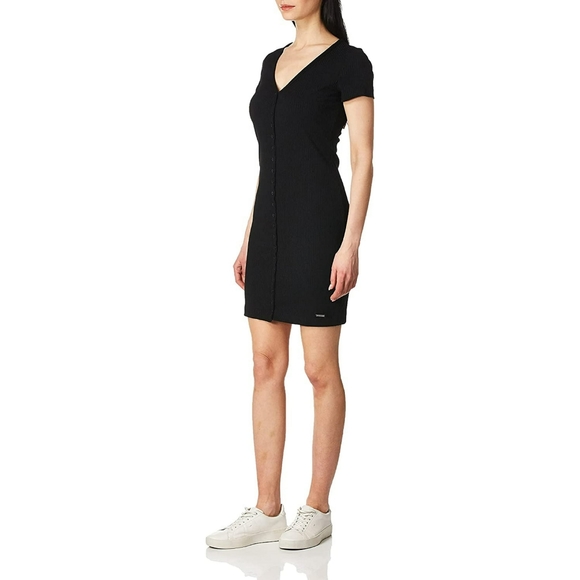 Guess Eco Raylynn Henley Ribbed Dress NWT - Black/Small - Picture 10 of 12